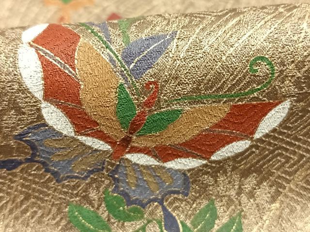 平和屋着物●訪問着 花蝶文 金彩 正絹 逸品 AABJ4154fy