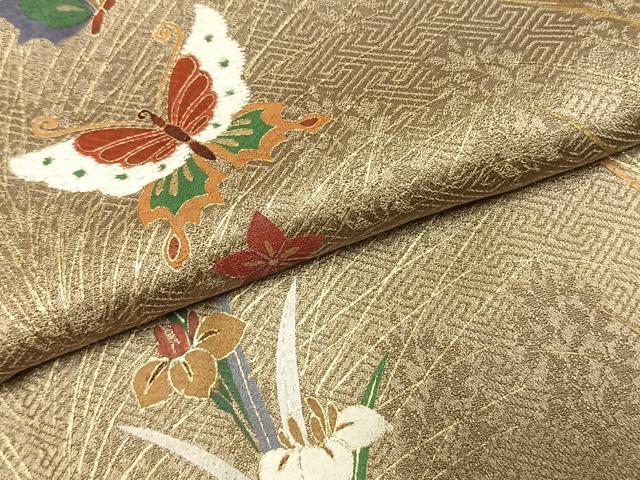 平和屋着物●訪問着 花蝶文 金彩 正絹 逸品 AABJ4154fy