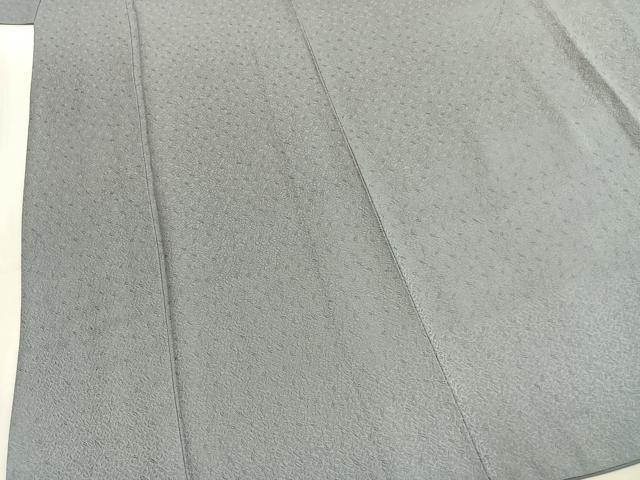 平和屋着物●上質な色無地 堅牢染 花尽くし地紋 灰青色 丹後ちりめん 反端付き 正絹 逸品 AABJ4155fy