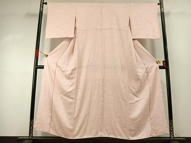 平和屋着物●上質な色無地 墨流し地紋 薄桜色 正絹 逸品 AABJ4156fy