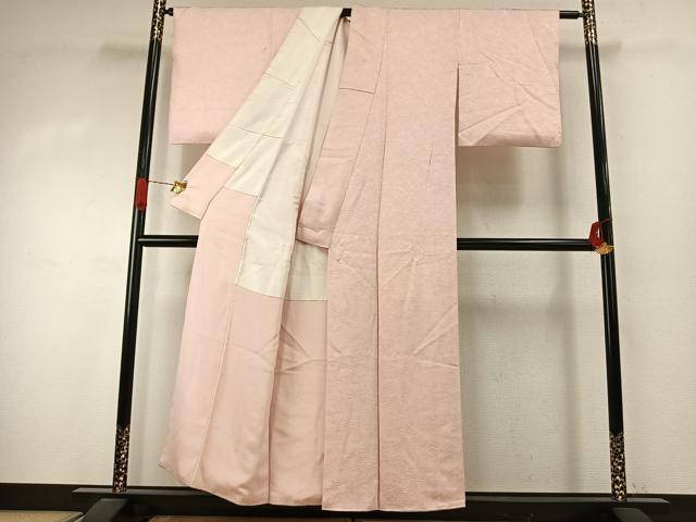 平和屋着物●上質な色無地 墨流し地紋 薄桜色 正絹 逸品 AABJ4156fy