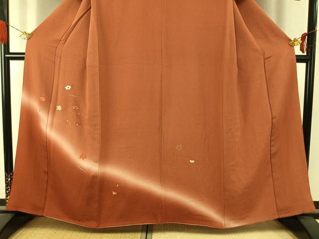 平和屋着物●訪問着 総刺繍 松葉 舞花文 暈し染め 金糸 鬼しぼ縮緬 正絹 逸品 AABJ4160fy