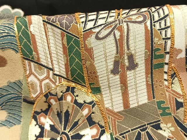平和屋着物●豪華黒留袖 駒刺繍 御所車花鳥松文 金彩 正絹 逸品 AABJ4165fy