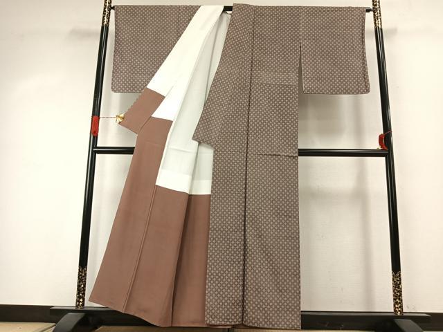 平和屋着物●お召 幾何学文様 正絹 逸品 未使用 AABJ4167fy