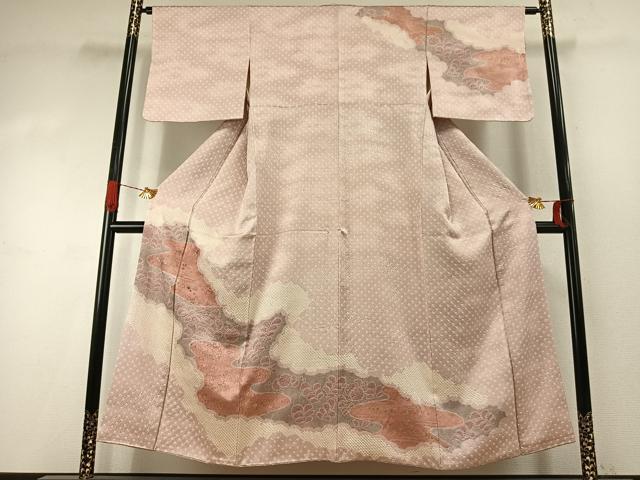 平和屋着物●訪問着 総刺繍 絞り 舞花文 金彩 正絹 逸品 AABJ4172fy
