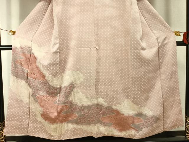 平和屋着物●訪問着 総刺繍 絞り 舞花文 金彩 正絹 逸品 AABJ4172fy