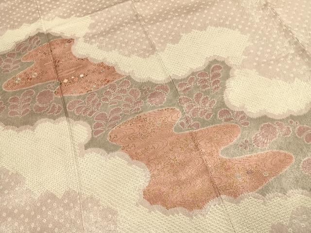 平和屋着物●訪問着 総刺繍 絞り 舞花文 金彩 正絹 逸品 AABJ4172fy