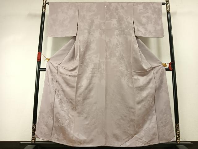 平和屋着物●上質な色無地 樹林地紋 桜鼠色 正絹 逸品 AABJ4173fy