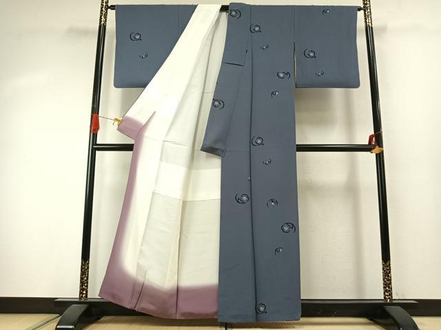 平和屋着物●上質な小紋 型染め 舞花文 正絹 逸品 AABJ4178fy
