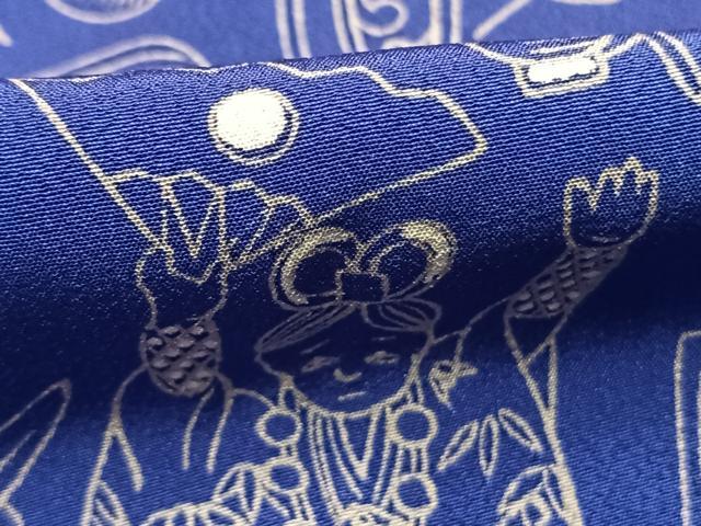平和屋着物●上質な小紋 宝尽くし人物文 正絹 逸品 AABJ4179fy