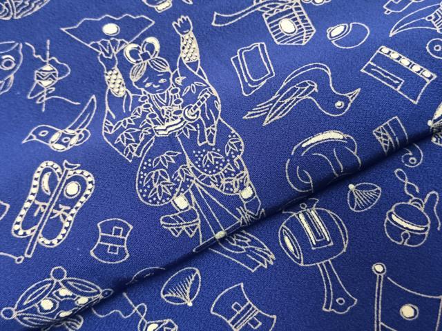 平和屋着物●上質な小紋 宝尽くし人物文 正絹 逸品 AABJ4179fy