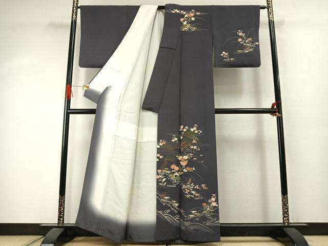 平和屋着物●訪問着 刺繍 風景花文 金彩 正絹 逸品 AABJ4181fy
