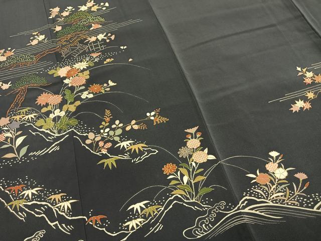 平和屋着物●訪問着 刺繍 風景花文 金彩 正絹 逸品 AABJ4181fy