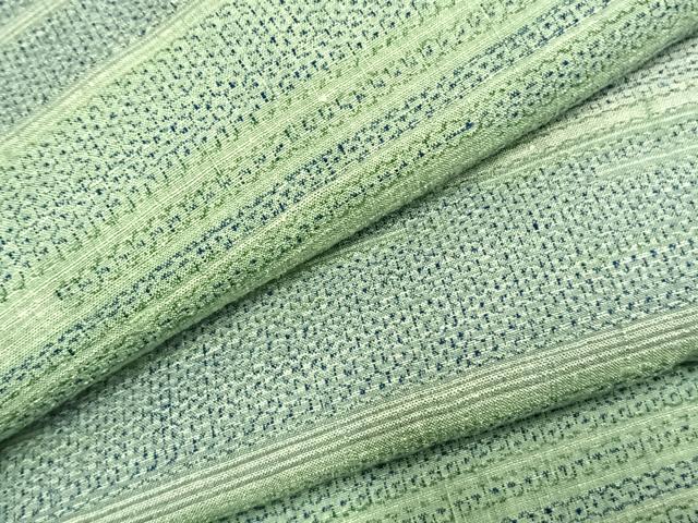 平和屋着物●本場結城紬 重要無形文化財 100亀甲 横段文 正絹 逸品 AABJ4182fy