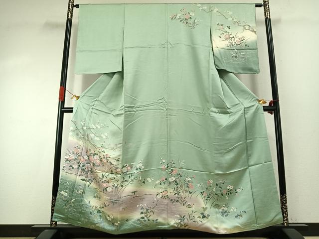 平和屋着物●訪問着 花鳥文 暈し染め 正絹 逸品 AABJ4184fy