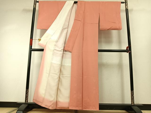 平和屋着物●上質な色無地 樹林地紋 東雲色 正絹 逸品 AABJ4189fy
