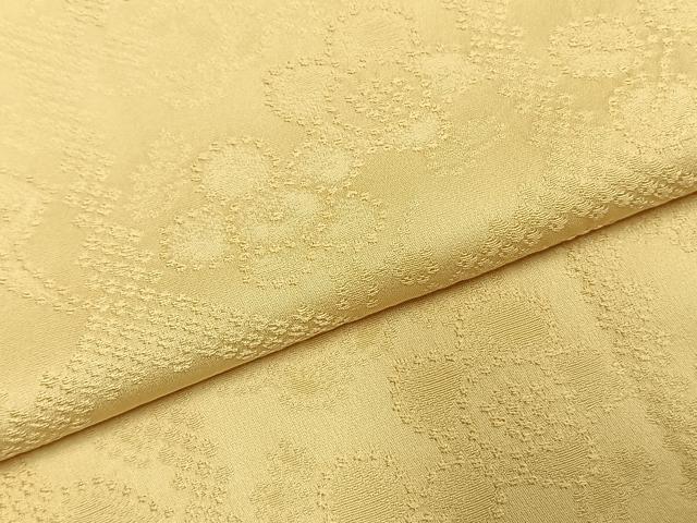 平和屋着物●上質な色無地 草花地紋 淡黄色 正絹 逸品 AABJ4190fy