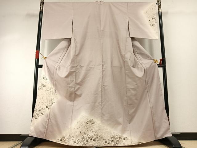 平和屋着物●石川県指定無形文化財 牛首紬 白山工房 手織り 訪問着 草花文 正絹 逸品 AABJ4202fy
