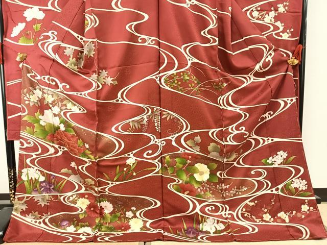 平和屋着物●豪華振袖 駒刺繍 草花文 金彩 上代28万円 仮絵羽 逸品 未使用 AABJ4203fy