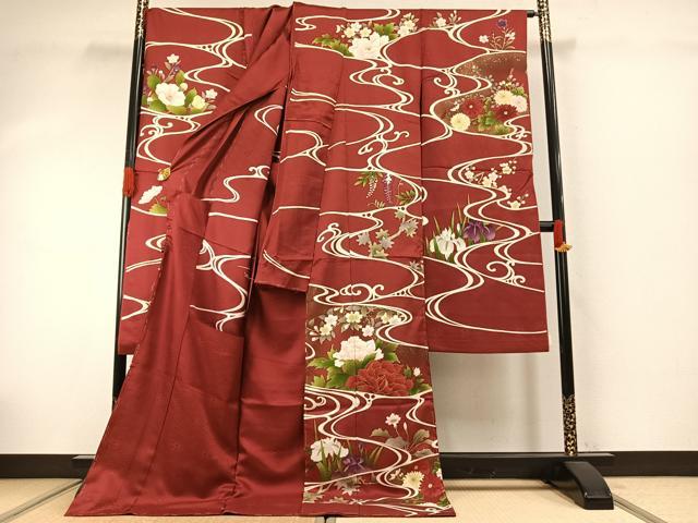 平和屋着物●豪華振袖 駒刺繍 草花文 金彩 上代28万円 仮絵羽 逸品 未使用 AABJ4203fy