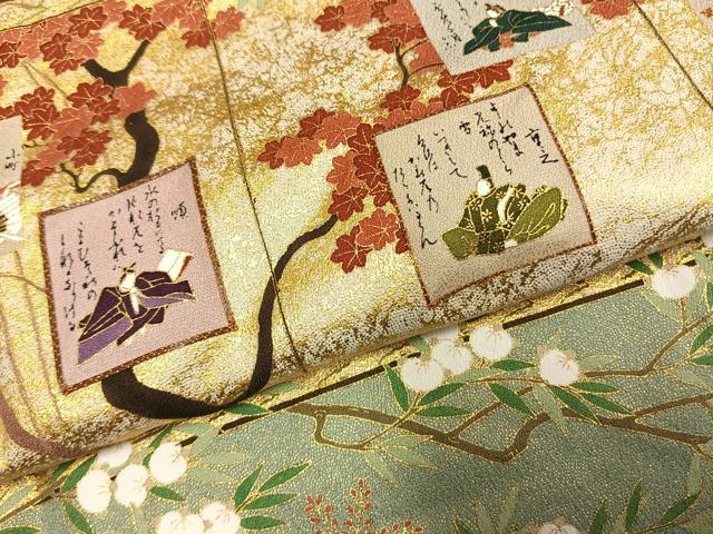 平和屋着物●松尾光琳 色留袖 駒刺繍 詩歌 枝花文 金彩 正絹 逸品 未使用 AABJ4206fy
