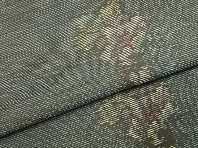 平和屋着物▼本場大島紬 草花文 正絹 逸品 AABJ4210fy