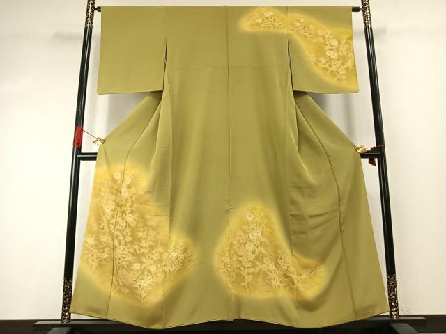 平和屋着物●訪問着 草花文 暈し染め 金彩 鈴乃屋扱い 正絹 逸品 AABJ4211fy