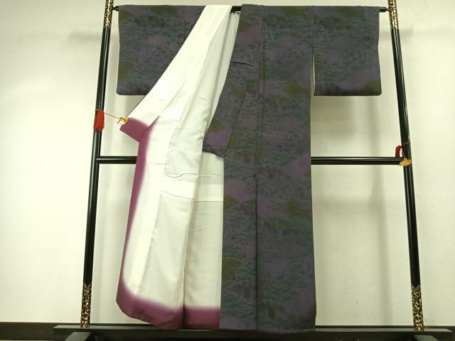 平和屋着物●宮内庁御用達 赤城右堂 小紋 舞花文 鬼しぼ縮緬 正絹 逸品 AABJ4212fy