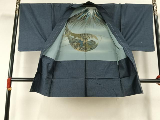 平和屋着物●男性 本場大島紬 アンサンブル 幾何学文様 正絹 逸品 AABJ4214fy