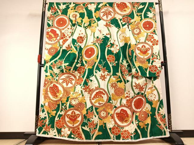 平和屋着物●豪華振袖 駒刺繍 花蝶文 金彩 正絹 逸品 AABJ4222fy