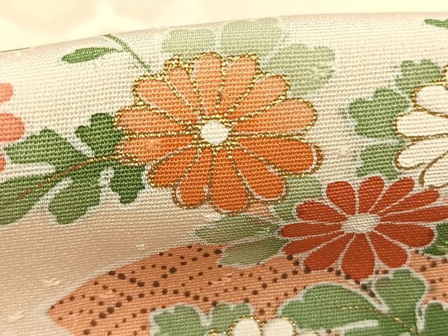 平和屋着物●創業460年・千總 訪問着 地紙花文 金彩 反端付き 正絹 逸品 AABJ4228fy