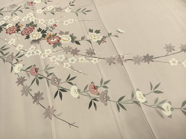 平和屋着物●本加賀友禅作家 金丸充夫 訪問着 枝花文 正絹 逸品 AABJ4230fy