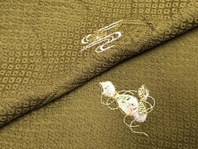 平和屋着物●上質な小紋 総刺繍 瓢箪 金銀糸 正絹 逸品 AABJ4238fy