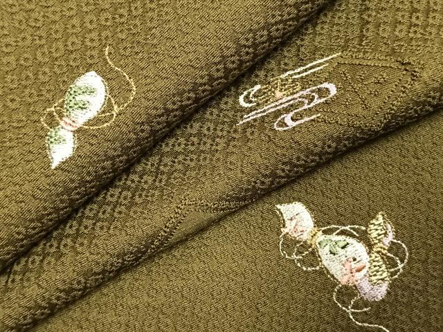 平和屋着物●上質な小紋 総刺繍 瓢箪 金銀糸 正絹 逸品 AABJ4238fy