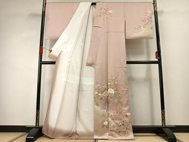 平和屋着物●訪問着 枝花文 暈し染め 金彩 正絹 逸品 AABJ4239fy