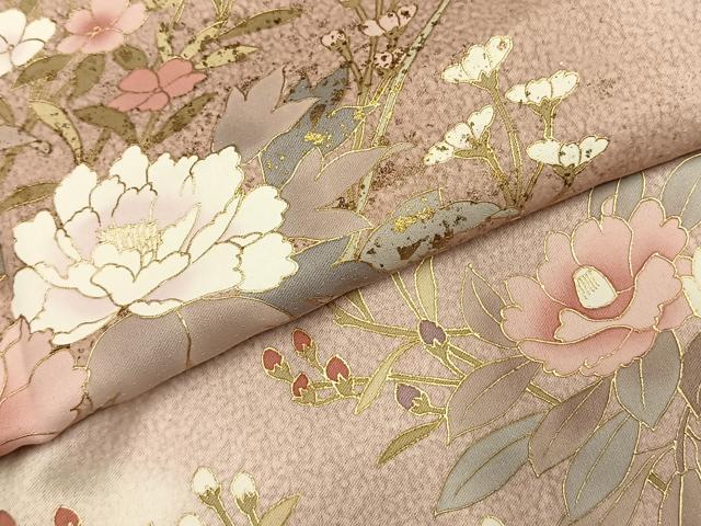 平和屋着物●訪問着 枝花文 暈し染め 金彩 正絹 逸品 AABJ4239fy