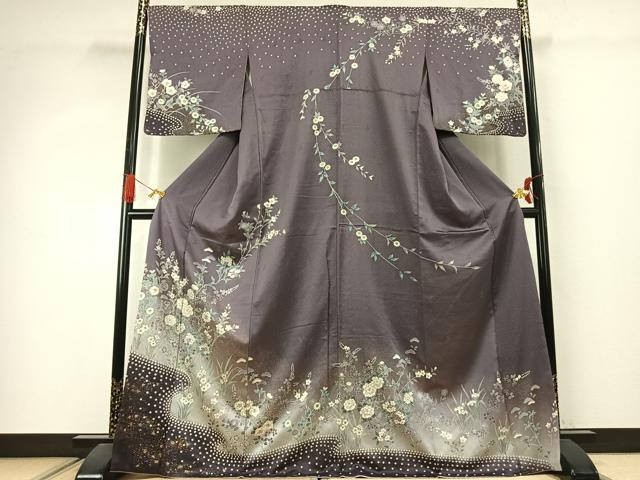 平和屋着物●訪問着 草花文 暈し染め 金彩 正絹 逸品 AABJ4242fy