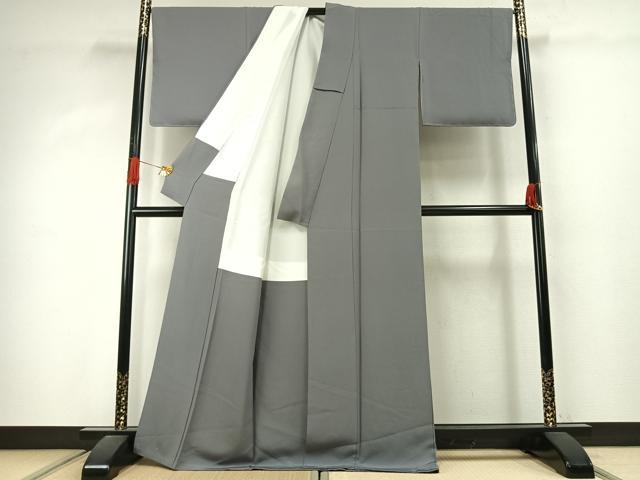 平和屋着物●上質な色無地 灰青色 正絹 逸品 未使用 AABJ4244fy