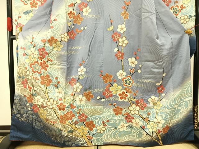 平和屋着物●豪華振袖 絞り 枝梅文 暈し染め 金銀彩 正絹 逸品 AABJ4248fy