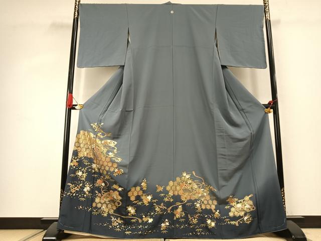 平和屋着物●豪華色留袖 扇面花文 暈し染め 金彩 正絹 逸品 AABJ4251fy