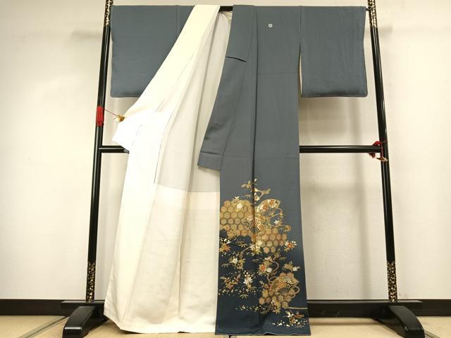 平和屋着物●豪華色留袖 扇面花文 暈し染め 金彩 正絹 逸品 AABJ4251fy
