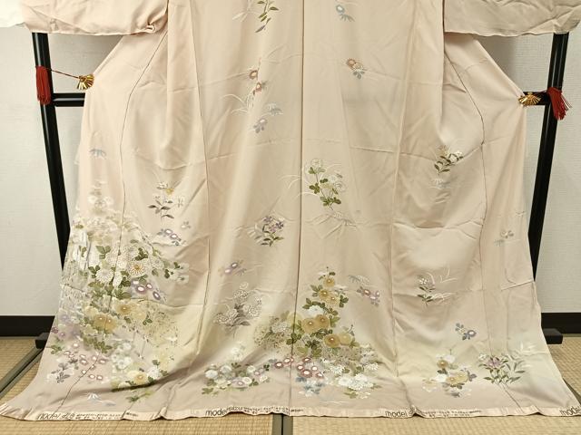 平和屋着物●訪問着 駒刺繍 草花文 暈し染め 金彩 仮絵羽 正絹 逸品 未使用 AABJ4255fy