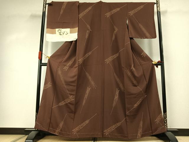 平和屋着物●上質な小紋 矢羽文 丹後ちりめん 反端付き 正絹 逸品 未使用 AABJ4257fy