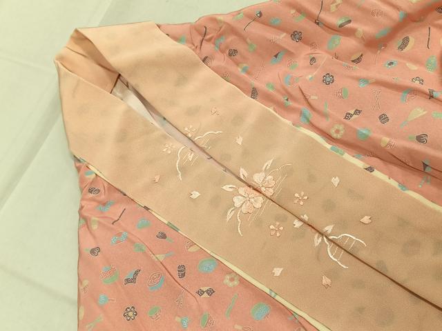平和屋着物●長襦袢 無双仕立て 茶道具 半衿刺繍 正絹 逸品 未使用 AABJ4258fy
