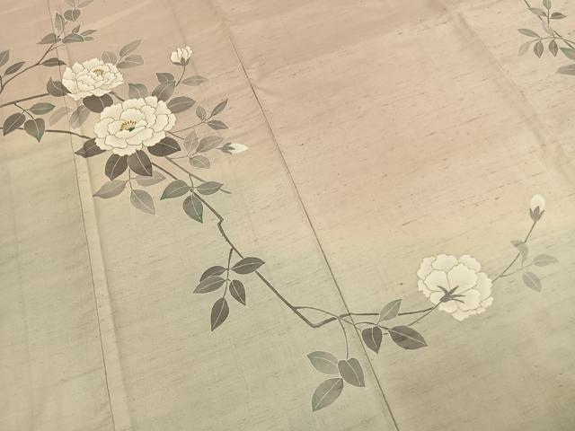 平和屋着物●訪問着 紬地 枝花文 金彩 正絹 逸品 AABJ4262fy