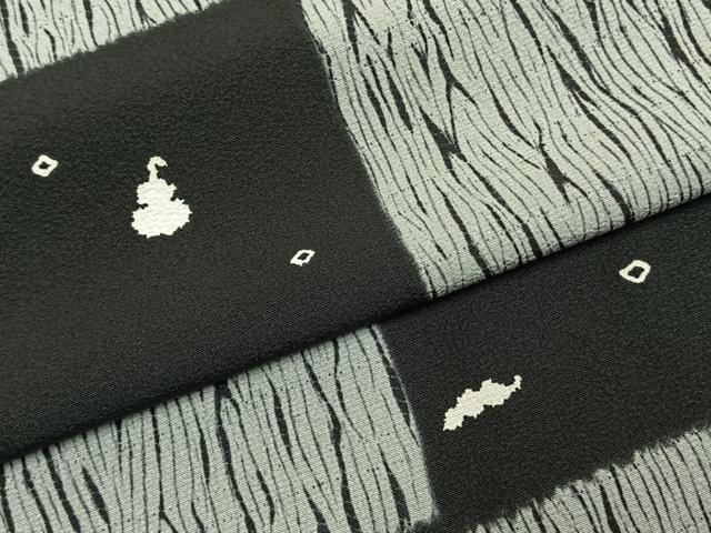 平和屋着物●上質な小紋 市松文様 黒地 正絹 逸品 AABJ4263fy