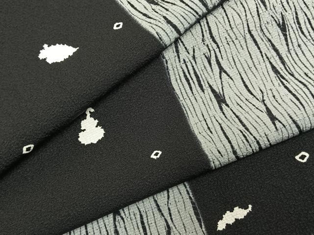 平和屋着物●上質な小紋 市松文様 黒地 正絹 逸品 AABJ4263fy