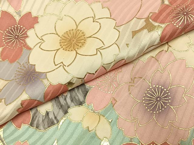 平和屋着物●豪華振袖 枝花文 暈し染め 金彩 正絹 逸品 AABJ4264fy