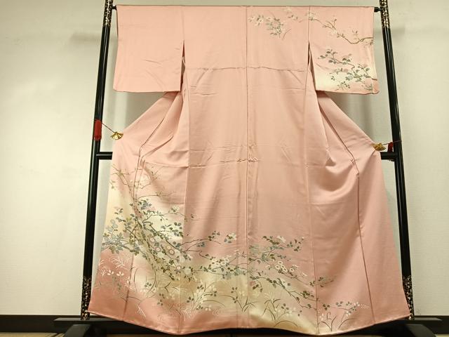 平和屋着物●訪問着 友禅 枝花文 暈し染め 正絹 逸品 AABJ4265fy