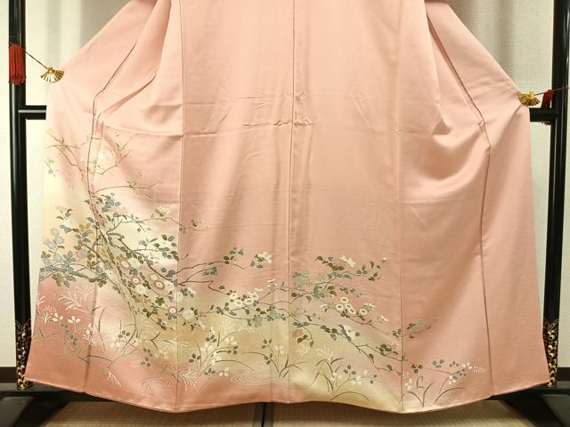 平和屋着物●訪問着 友禅 枝花文 暈し染め 正絹 逸品 AABJ4265fy